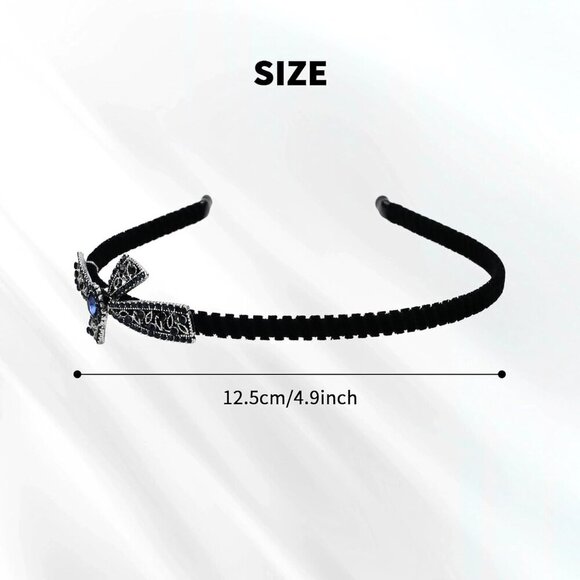 8 Pack Rhinestone Black Metal Headbands Velvet Non Slip for Women Girls main image 5